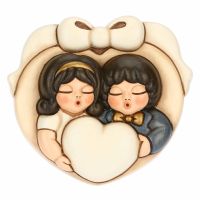 Ceramic newlywed couple decorative plaque with heart