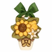 Ceramic dorative plaque with sunflower and lemon, medium