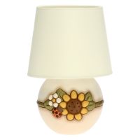 Lampada da tavolo Country con girasole e coccinella portafortuna