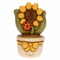 Flowerpot ornament with sunflower and ladybird - Best Wishes