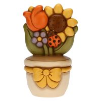 Flowerpot ornament with ladybird and flowers