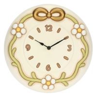 Orologio con margherite e fiocco in ceramica