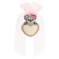 Customizable heart-shaped rosette for birth of baby girl with Koala