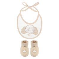 Neutral cotton bib and booties set