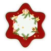 Piatto a forma di stella in porcellana Sorprese di Natale