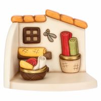 Presepe Classico ceramic tailor's shop with fabric baskets