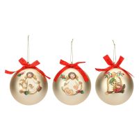 Set mit 3 Weihnachtskugeln aus Polyester, gold, groß