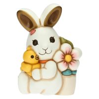 Playful Joy Rabbit with chick and vase of flowers