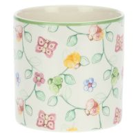 Vase in stoneware with butterflies and ladybird