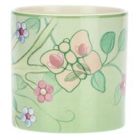 Vase in stoneware with butterflies and flowers