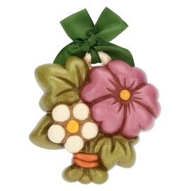 Racconti d'Autunno ceramic decorative plaque with mallow flower, small