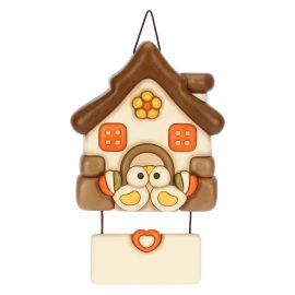 Inverno Incantato ceramic house-shaped plaque with customisable tag