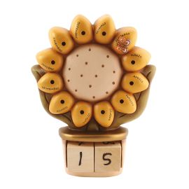 Ceramic perpetual desk calendar with flower