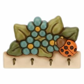 Country 4-hook key rack with lucky ladybird