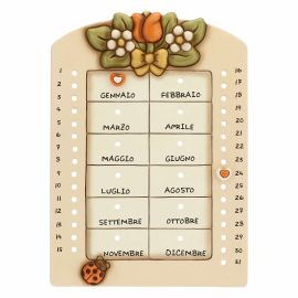 Calendario perpetuo da parete in ceramica Country con coccinella portafortuna