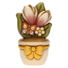 Flowerpot ornament with butterfly and flowers