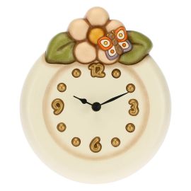 Wall clock with butterflies and flower