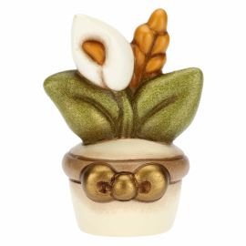 Flowerpot with calla lily and ear of wheat