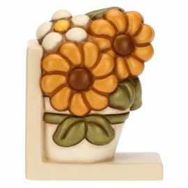 Fermalibri a forma di vaso con fiore di calendula in ceramica Racconti d'Autunno