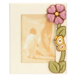 Racconti d'Autunno ceramic photo frame with mallow flower, large