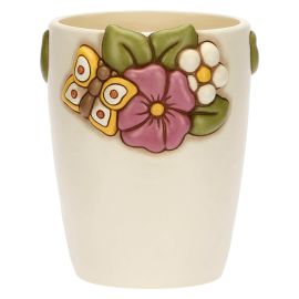 Vaso con fiore di malva in ceramica Racconti d'Autunno, grande