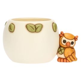 Racconti d'Autunno ceramic flowerpot holder with Lucky Owl, small