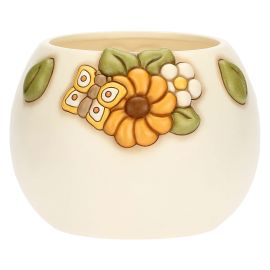 Racconti d'Autunno ceramic flowerpot holder with marigold, medium