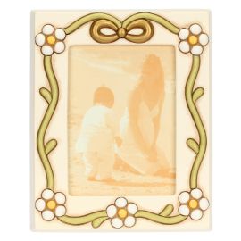 Ceramic photo frame with daisies and bow, large