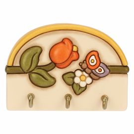 Country ceramic key rack with 3 hooks