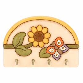 Country ceramic key rack with 4 hooks