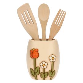 Happy Country ceramic spoon holder with wooden spoons