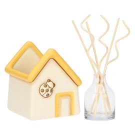 Porta diffusore a forma di casetta con coccinella in ceramica