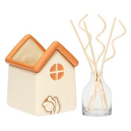 Porta diffusore a forma di casetta con tulipano in ceramica