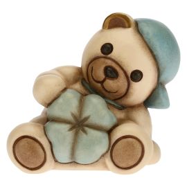 Blue Teddy with lucky four-leaf clover