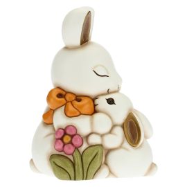 Joy hug rabbit with mum
