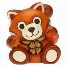 Mini red panda with lucky four-leaf clover