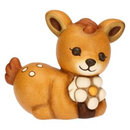 AbbracciAMI ceramic Amy fawn with flower, small