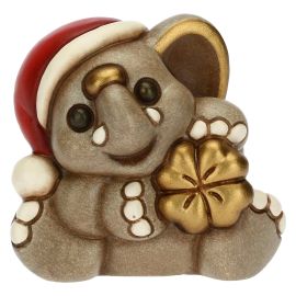 Mini baby elephant with lucky four-leaf clover