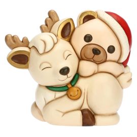 Ceramic Teddy riding Robin Reindeer, maxi