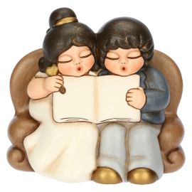 Ceramic anniversary couple with book, large