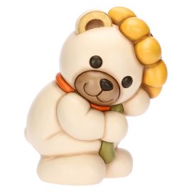 Teddy con girasole in ceramica Primavera da vivere, grande