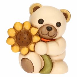 Teddy con girasole in ceramica Primavera da vivere, medio