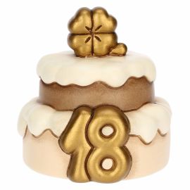 Ceramic 18th birthday cake with four-leaf clover