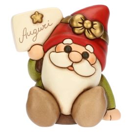Ceramic Oliver Gnome with Auguri lettering