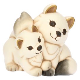 Inverno Incantato ceramic pair Perla white fox with mother, large