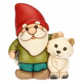 Inverno Incantato ceramic Oliver Gnome with Perla white fox