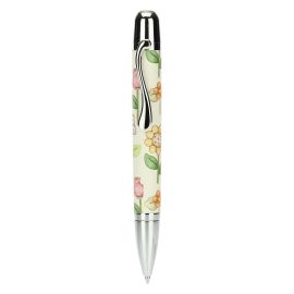 Country ballpoint pen with flowers, tulips and butterflies