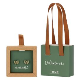 Orecchini pin con fiocco verde