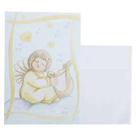 Angel with harp greeting card