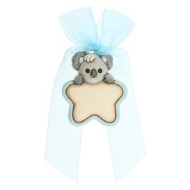 Customizable heart-shaped rosette for birth of baby boy with Koala